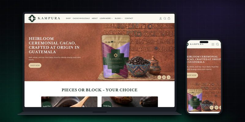 Kampura homepage on desktop and mobile