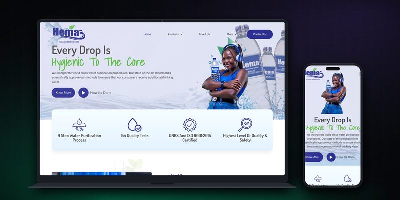 Hema Uganda homepage on desktop and mobile