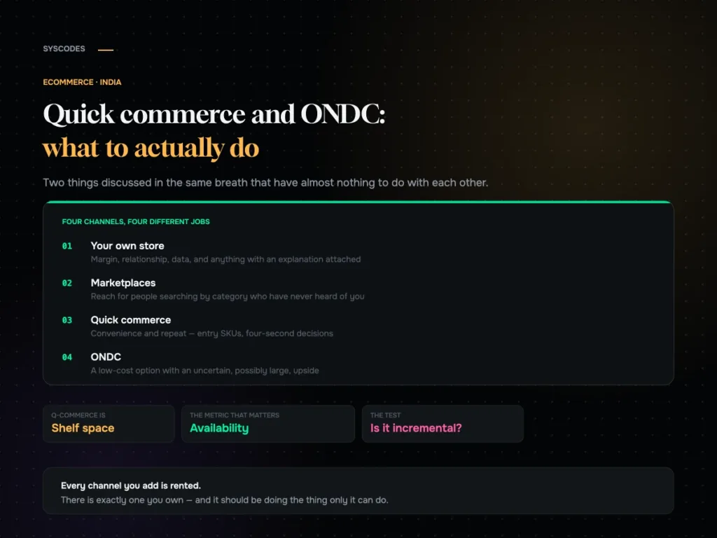 Quick commerce and ONDC: what a D2C brand should actually do
