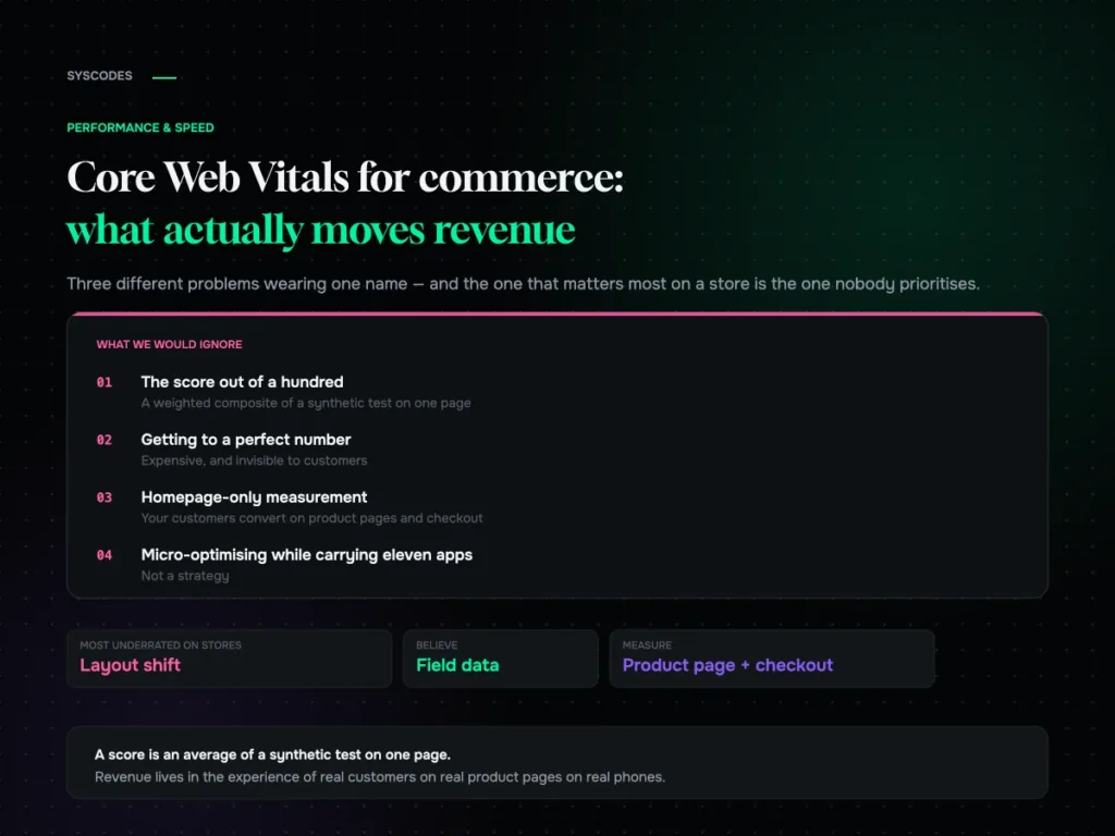 Core Web Vitals for commerce: what actually moves revenue